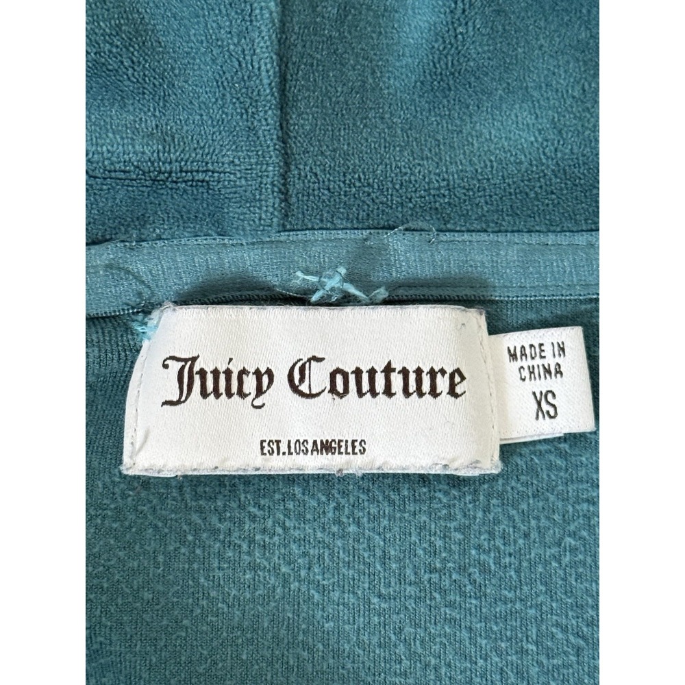 Juicy Couture Y2K Jumpsuit‎ Women's XS Velour Teal Hooded Track Soft Feel - Picture 3 of 12